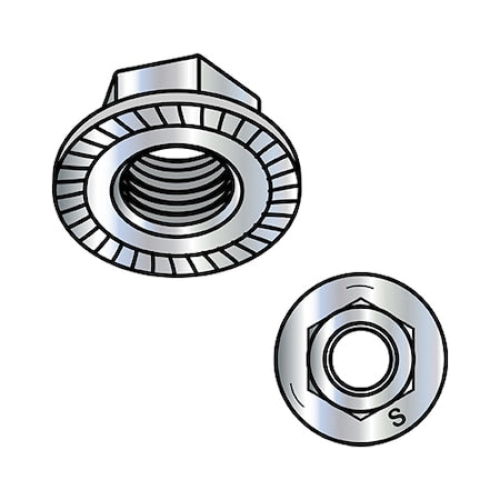 Flange Nut, 5/16"-18, Steel, Grade 5, Zinc Plated, 0.5 in Hex Wd, 1500 PK