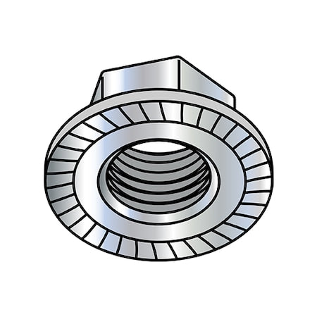 Flange Nut, 3/8"-16, Steel, Zinc Baked, 0.562 in Hex Wd, 1000 PK