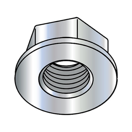 Flange Nut, #10-24, Steel, Zinc Baked, 0.375 in Hex Wd, 0.13 in Hex Ht, 4000 PK