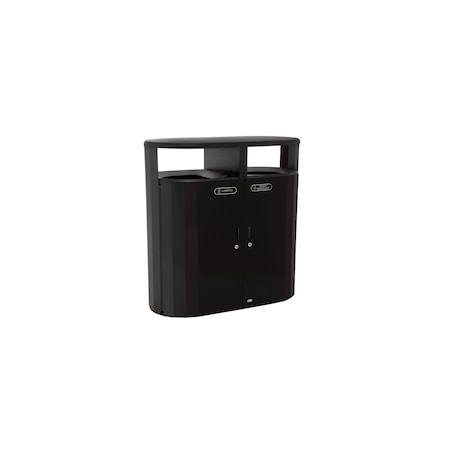 Resist(R) 66 gal Oval Outdoor Can, Black, None, Metal, 24 1/4 in