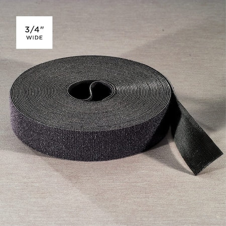 Hook and Loop Tape,3/4"x75 ft., 25 ft, 3/4 in W, Black