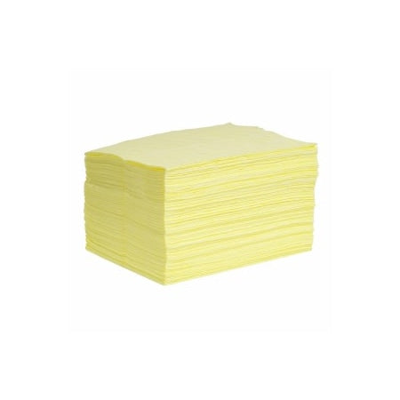 Sorbent Pad, 24 gal, 15 in x 19 in, Harsh Chemicals, Yellow, 100 PK