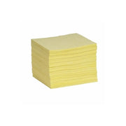 Sorbent Pad, 18 gal, 10 in x 14 in, Harsh Chemicals, Yellow, Polypropylene