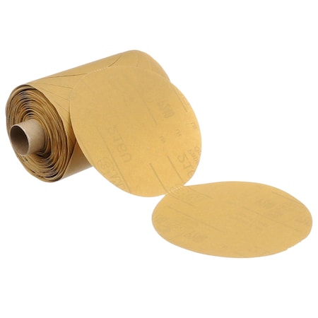 Gold Paper Disc Roll, 5 in Dia, Aluminum Oxide, P100 Grit