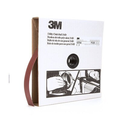 Utility Cloth Roll,1"x50yd, P320 Grit, PK5