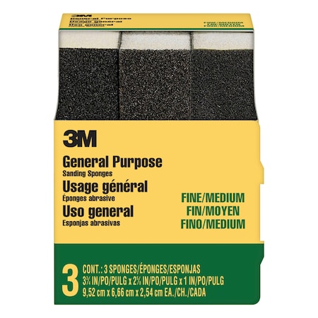 Sanding Sponge, 3 3/4"x2 5/8"x1", PK6
