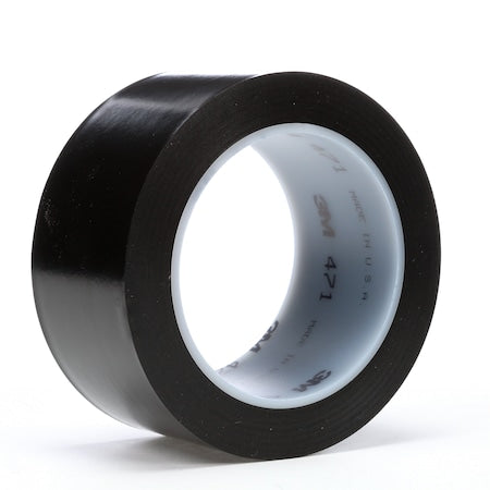 Vinyl Tape,3" x 36 yd, 5.2 mil, Blk,PK12