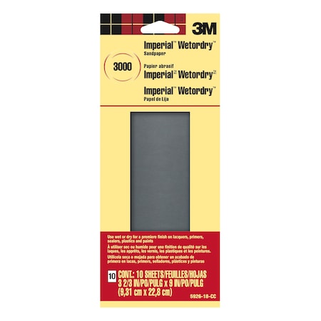Sandpaper Sheet,3 11/16"W,9/"l, PK10