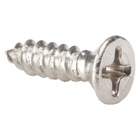 Sheet Metal Screw, #6 x 1/2 in, Plain 18-8 Stainless Steel Flat Head Phillips Drive, 100 PK