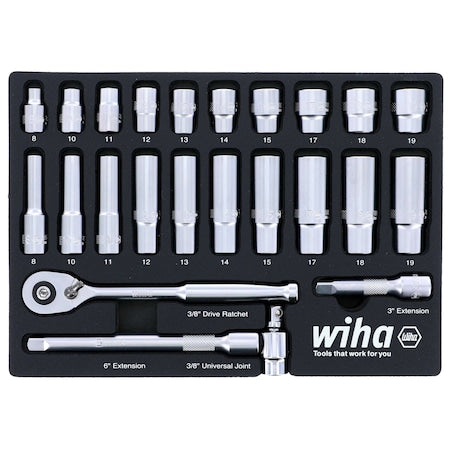 Professional Socket Tray 3/8" Drive 24pc