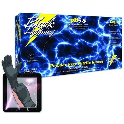 Black Lightning — Black 6 mil Nitrile PF Exam Glove, Size XXL (case of 1,000)