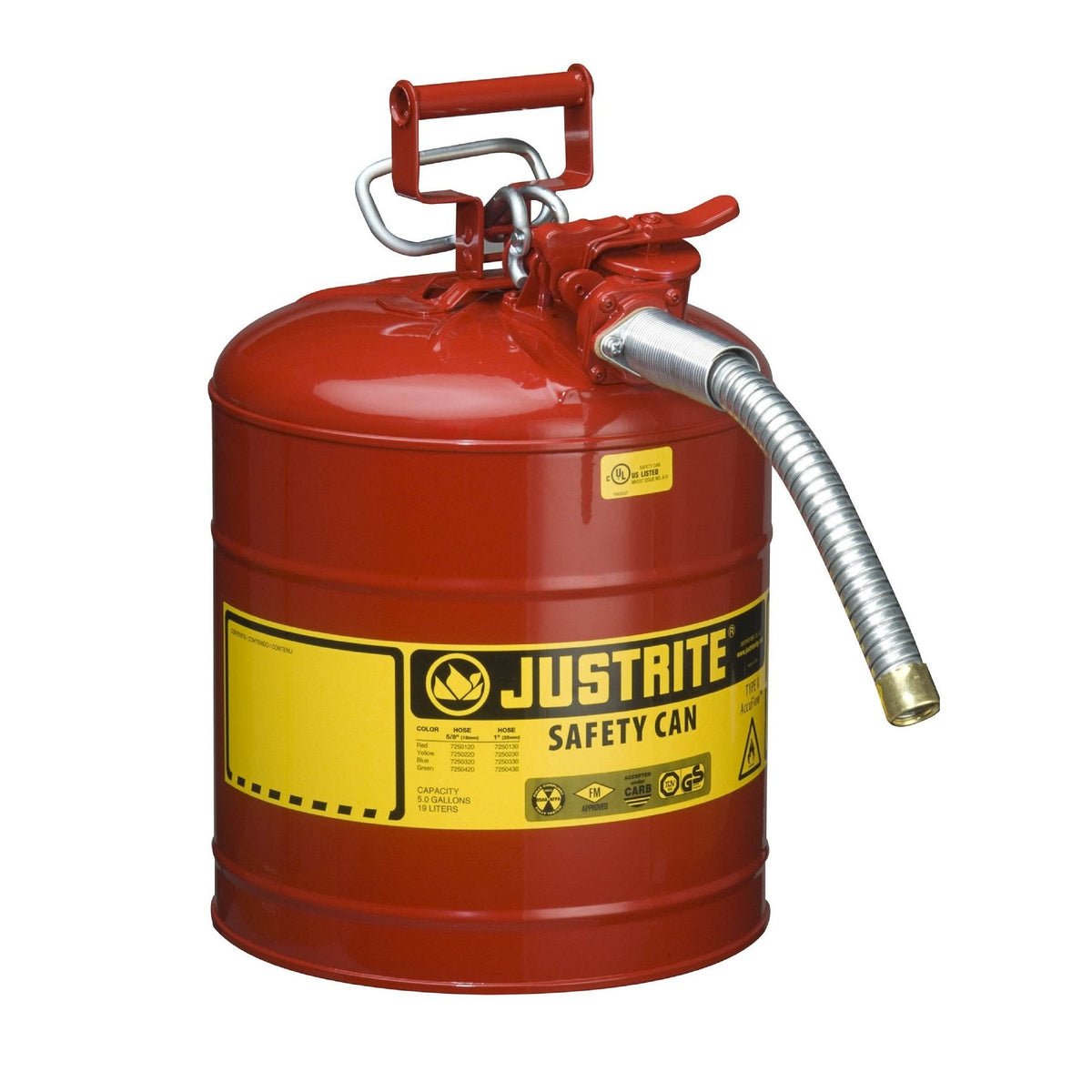 Type II safety can, 5-gal w/ flexible hose, red
