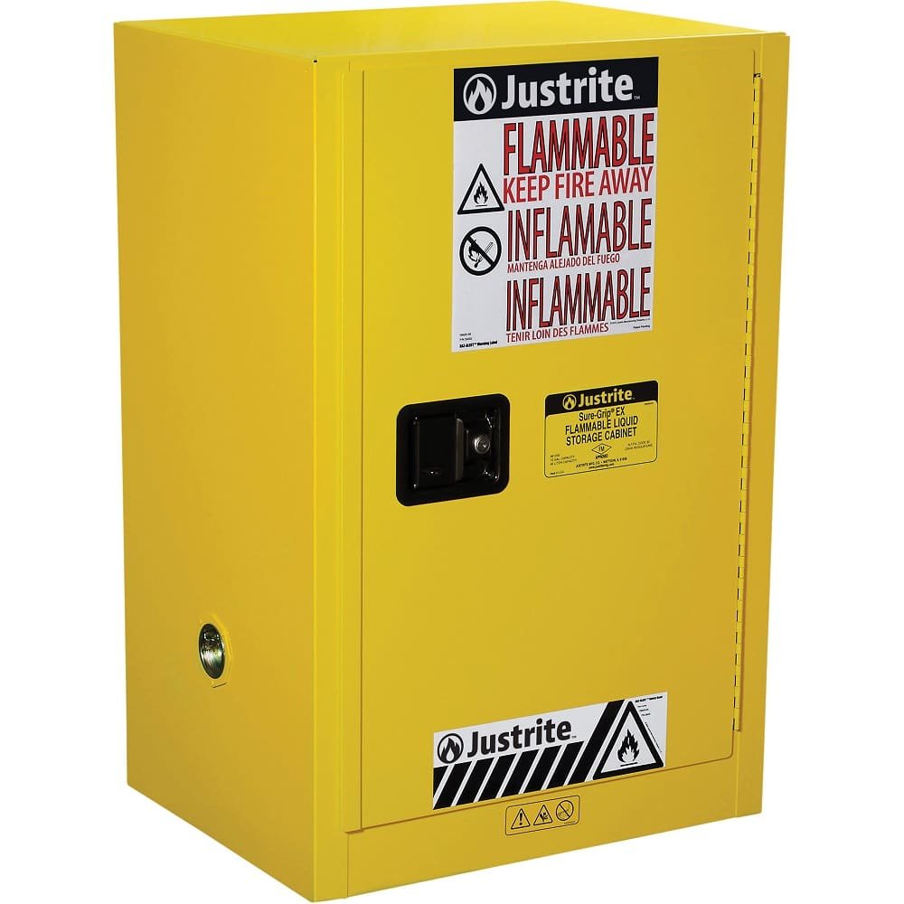 Sure-Grip EX Flammable Cabinet, 12-gal manual close, yellow
