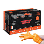 Outrageous Orange — 8 mil Nitrile PF Industrial w/ Raised Diamond Grip, Size XL (case of 1,000)