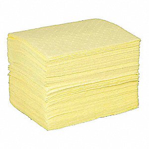 Hazmat absorbent pads, yellow, 15"×17", 100/pk