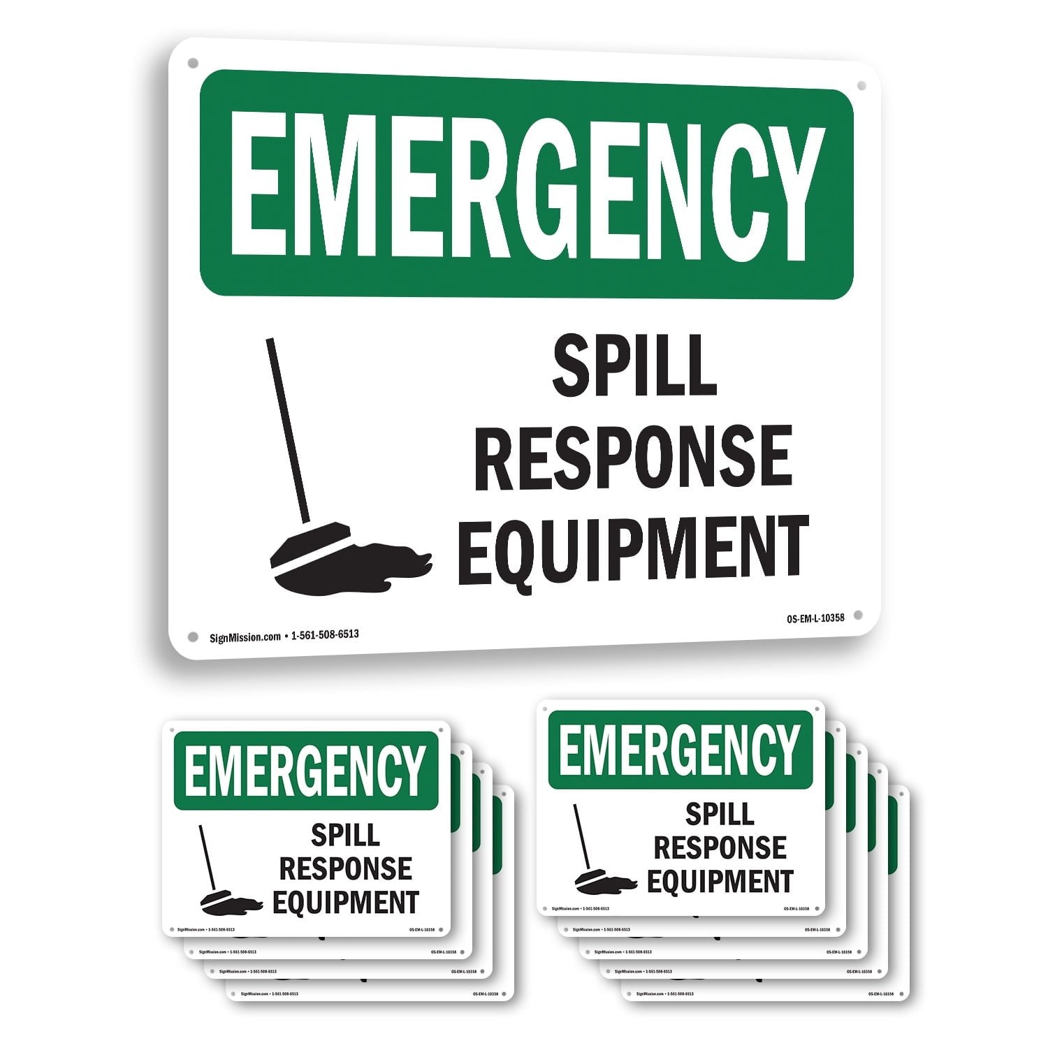 Spill response placard set, OSHA-compliant