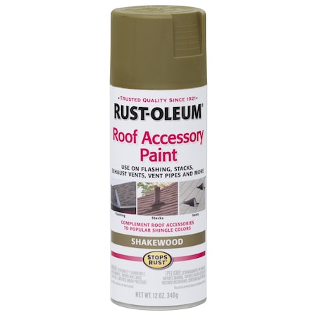 Rust Preventative Spray Paint, Shakewood, Flat, Solvent, 12 Oz