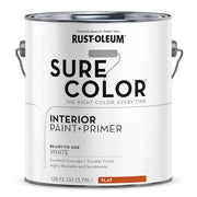 Interior Paint/Primer, Flat, Water Base, Flat White, 1 gal