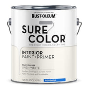 Interior Paint/Primer, Eggshell, Water Base, Linen, 1 gal