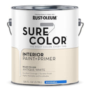 Interior Paint/Primer, Eggshell, Water Base, Antique White, 1 gal