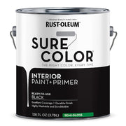 Interior Paint/Primer, Semi-Gloss, Water Base, Black, 1 gal