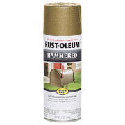 Rust Preventative Spray Paint, Gold Rush, Hammered, Solvent, 12 Oz