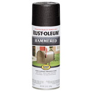 Rust Preventative Spray Paint, Black, Hammered, Solvent, 12 Oz