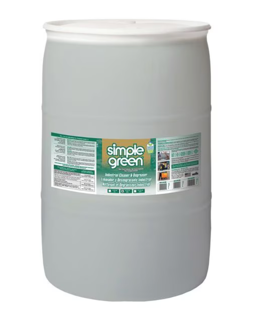 Simple Green Industrial Cleaner and Degreaser, Drum, 55 gal, Concentrated, Dark Green