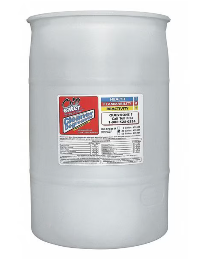 Oil Eater Cleaner/Degreaser, Water-based Parts Washer, Drum, 55 gal, Nonflammable, Clear