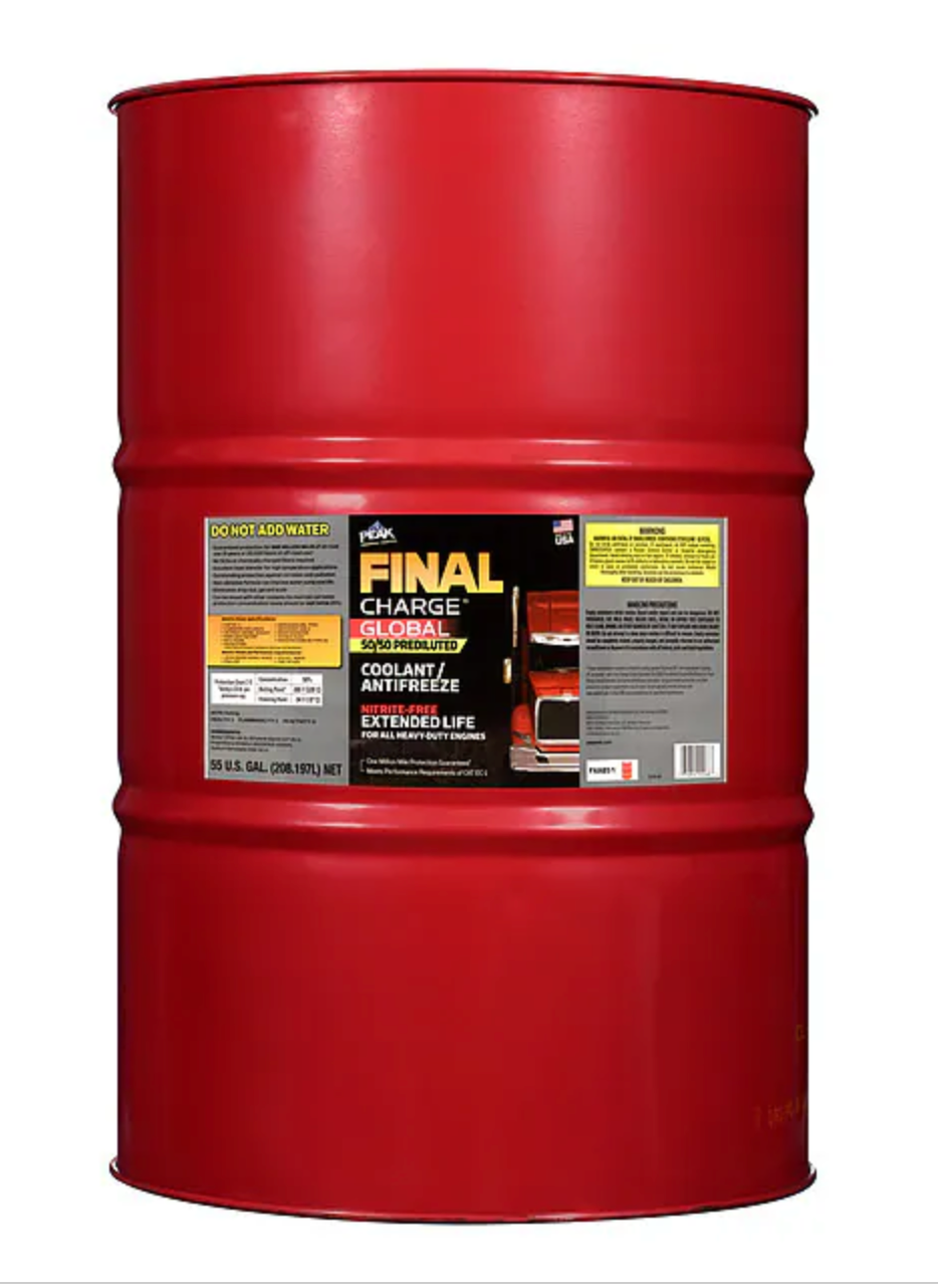 Peak Red Antifreeze Coolant, 55 gal., 50/50