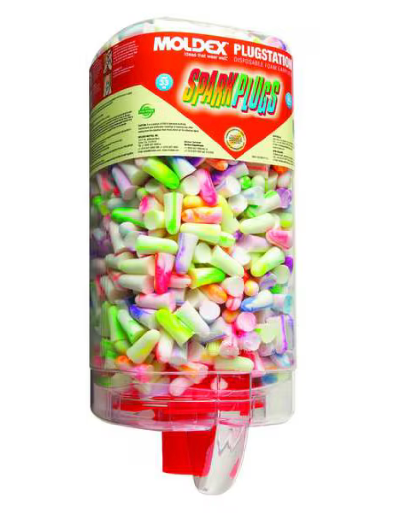 Moldex SparkPlugs Ear Plug Dispenser, PlugStation, Uncorded, Bullet Shape, NRR 33 dB, 500 Pairs