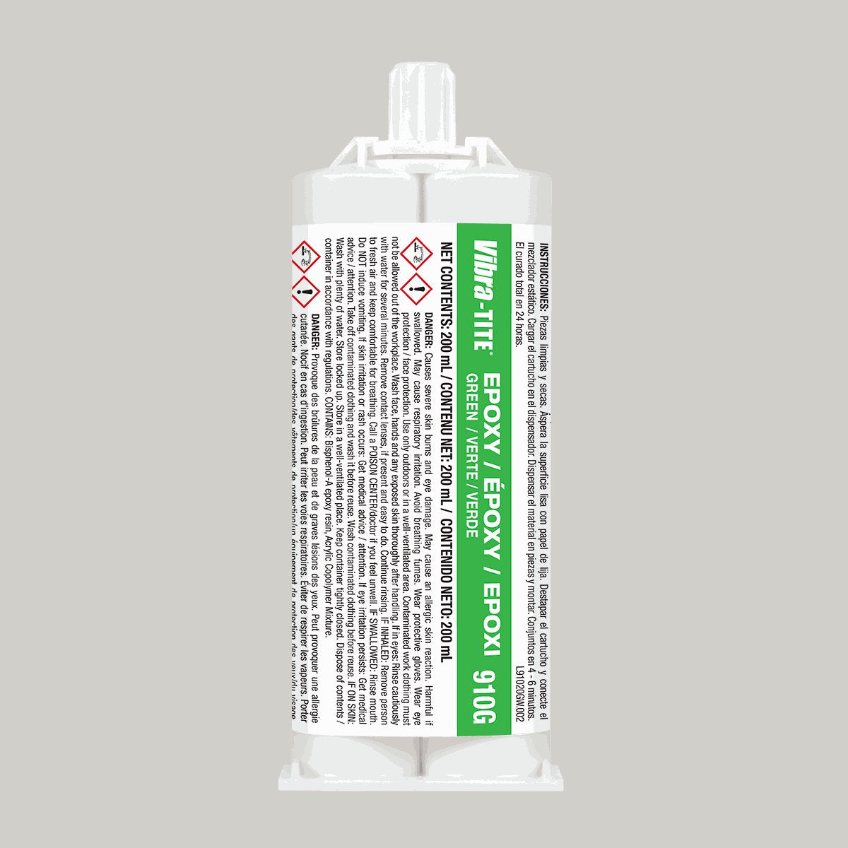 2 Part, 5 minute epoxy Blue & Yellow makes Green 1:1 NONSAG — 200 mL