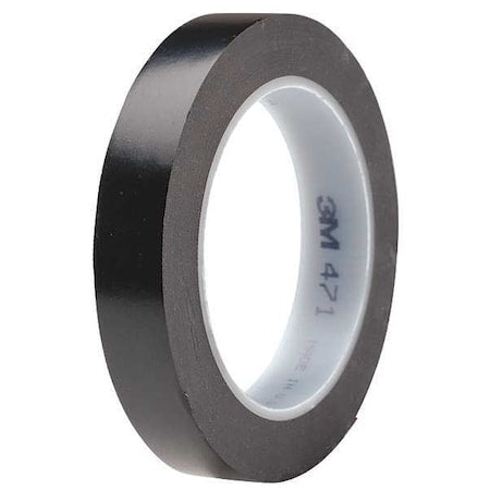 Floor Marking Tape, vinyl, Solid, Black, 3/4 in W., 5.2 mil Thickness