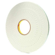 Double-Sided Foam Tape, 1/2 in W, 36 yd L, 1/16 in, Polyurethane Foam, Double-Sided, 18 PK