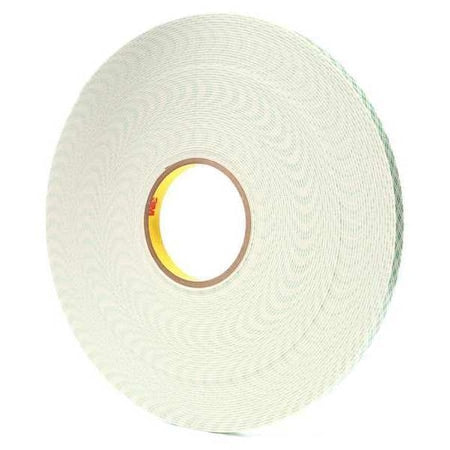 Double-Sided Foam Tape, 1/2 in W, 36 yd L, 1/16 in, Polyurethane Foam, Double-Sided, 18 PK