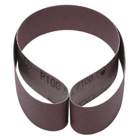 Sanding Belt, 2 in W, 48 in L, Coated, Aluminum Oxide, P100 Grit, Not Applicable, 341D, Brown