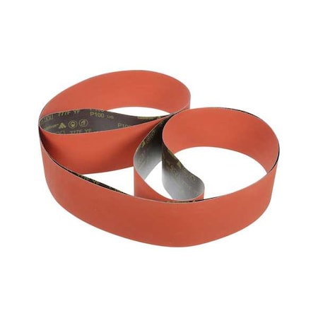 Sanding Belt, 6 in W, 60 in L, Coated, Ceramic, 60 Grit, Not Applicable, 777F, Orange