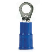 Ring Terminal, #6 Stud Size, 14 AWG, 600 V, Vinyl Insulated, Blue, Crimp Termination Only, 1000 PK