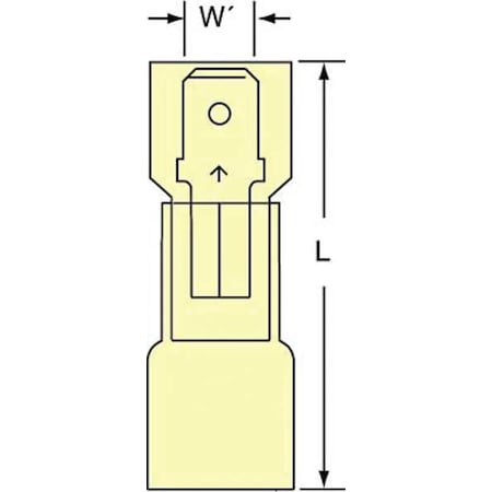Male Disconnect, Yellow, 12-10AWG, PK250