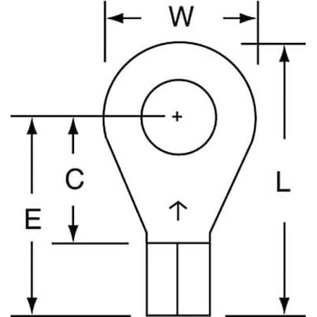 Ring Terminal, 1/4 in Stud Size, 10 AWG, 600 V, Bare Insulated, Bare, Crimp Termination Only
