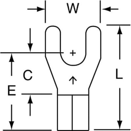 Fork Terminal, #10 Stud Size, 10 AWG, 600 V, Bare Insulated, Bare, Crimp Termination Only, 500 PK
