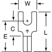 Fork Terminal, #6 Stud Size, 14 AWG, 600 V, Bare Insulated, Bare, Crimp Termination Only, 1000 PK