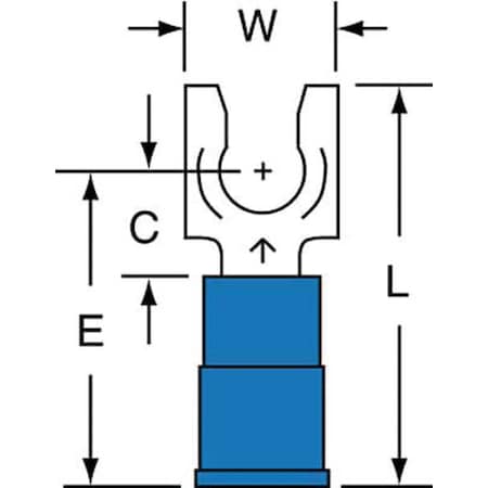 Fork Terminal, #10 Stud Size, 14 AWG, 600 V, Nylon Insulated, Blue, Crimp Termination Only, 1000 PK