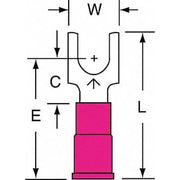Fork Terminal, #10 Stud Size, 18 AWG, 600 V, Vinyl Insulated, Red, Crimp Termination Only, 1000 PK