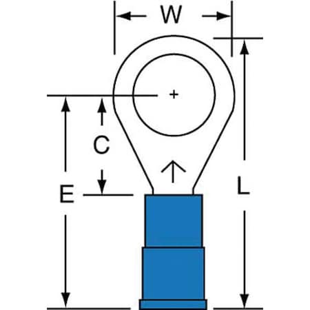 Ring Terminal, 5/16 in Stud Size, 14 AWG, 1,000 V, Nylon Insulated, Blue, Crimp Termination Only