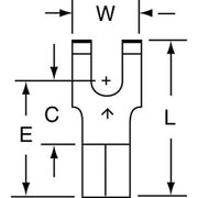Fork Terminal, #8 Stud Size, 10 AWG, 600 V, Bare Insulated, Bare, Crimp Termination Only, 500 PK