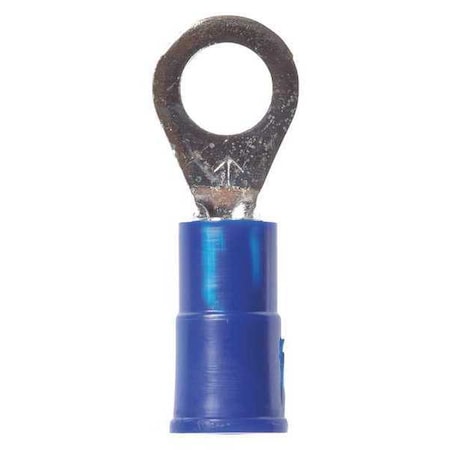 Ring Terminal, #10 Stud Size, 14 AWG, 1,000 V, Vinyl Insulated, Blue, Crimp Termination Only