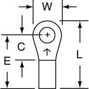 Ring Terminal, #6 Stud Size, 14 AWG, 1,000 V, Bare Insulated, Bare, Crimp Termination Only, 1000 PK