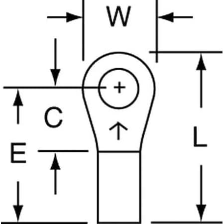 Ring Terminal, #6 Stud Size, 14 AWG, 1,000 V, Bare Insulated, Bare, Crimp Termination Only, 1000 PK