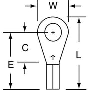 Ring Terminal, #8 Stud Size, 18 AWG, 600 V, Bare Insulated, Bare, Crimp Termination Only, 1000 PK